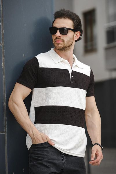 Oksit Ht 945026   Ανδρικό μπλουζάκι Slim Fit Lycra Piece Polo Neck