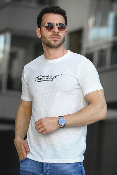 Oksit Ανδρικό μπλουζάκι Lycra με στάμπα Mizza Flock με μοτίβο βάφλας με λεπτή εφαρμογή