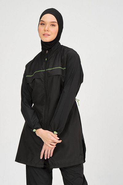 ALFASA Διακοσμητικό ραμμένο Hijab μαγιό μαύρο (S-6XL)