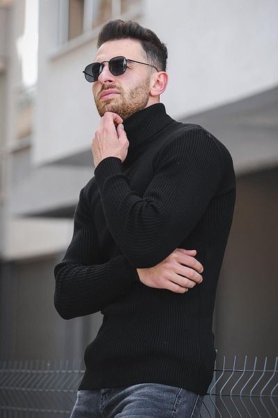 Oksit Ανδρικό πουλόβερ με λαιμόκοψη Seka 813 Thin Ribbed Slim Fit