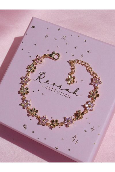Reorah Collection Zircon Stone Spring Flowers Bracelet - Sequential Flower Bracelet