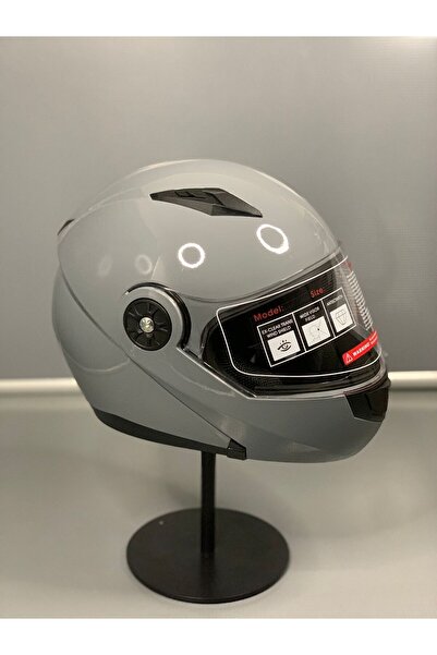 JK20 Jk 115 Güneş Vizörlü Çene Açılır Kask CEMENT GREY