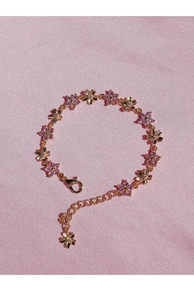 Reorah Collection Zircon Stone Spring Flowers Bracelet - Sequential Flower Bracelet