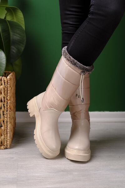 Oksit Μακριές γυναικείες μπότες χιονιού με λεπτομέρεια από φλις και γούνα