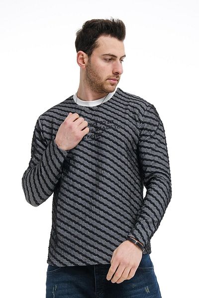 Oksit Πλεκτό ανδρικό φούτερ Bobby Cross ριγέ Slim Fit