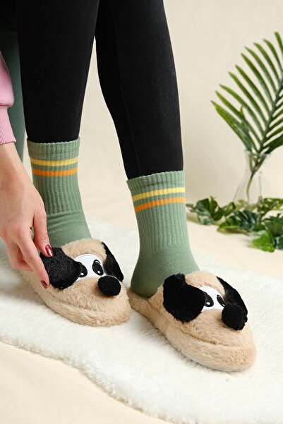 Oksit Oana Fluffy Animal Figured Slippers Women's Home Slippers Furry Slippers