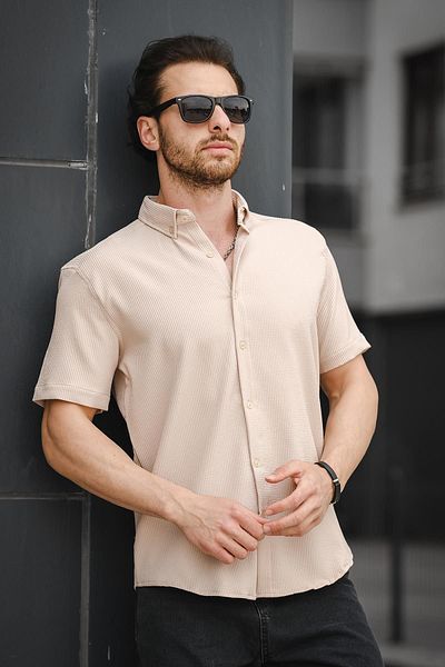 Oksit Ανδρικό κοντομάνικο πουκάμισο Trc 2808 Autoban Fabric Slim Lycra