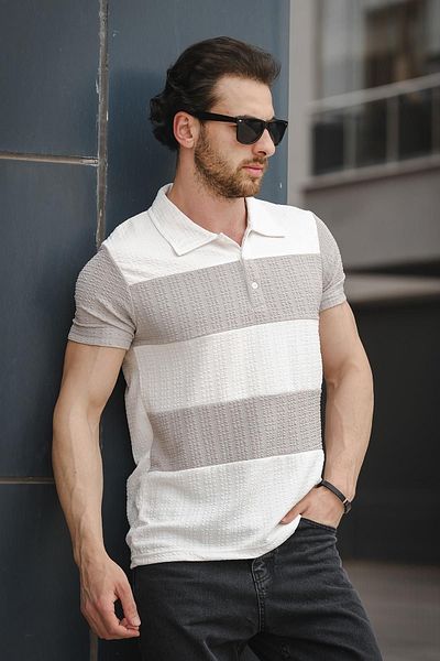 Oksit Ht 945026   Ανδρικό μπλουζάκι Slim Fit Lycra Piece Polo Neck