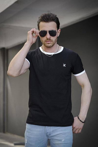 Oksit Ανδρικό μπλουζάκι Riad Slim Fit Lycra με Λεπτομέρεια κεντήματος και Piping στον γιακά