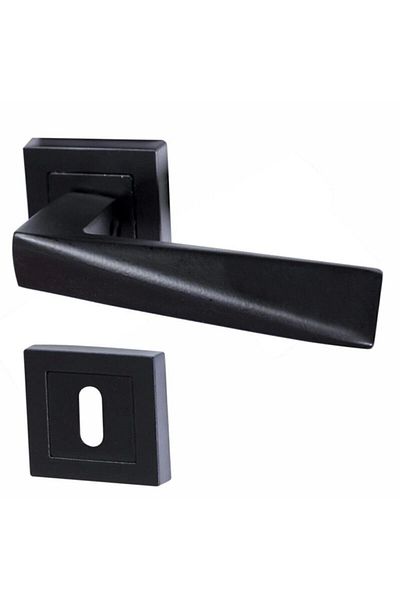 Yale Black Prism Square Rosette Door Handle Room (1 Set = 2 Back/Front) - Door Handle - 2 Years - Aluminium