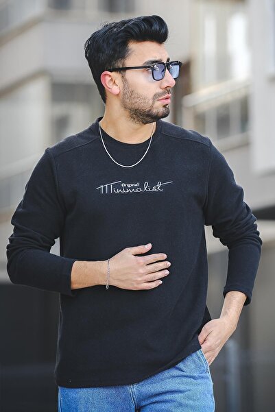 Oksit Ανδρικό φούτερ Mnmlst 017 Printed Thessaloniki Cotton Slim Fit Lycra Crew Neck