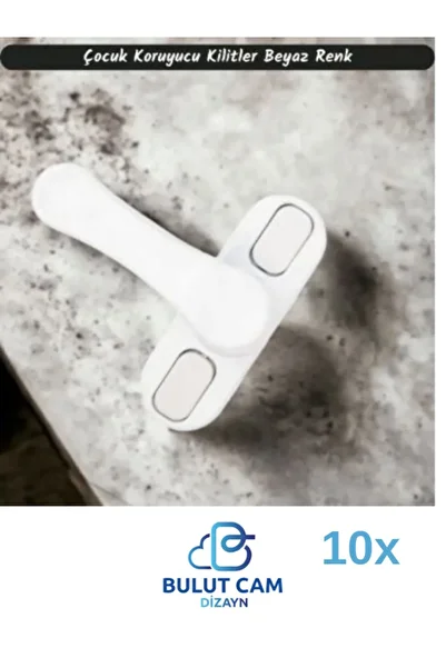 BULUT DİZAYN VE HEDİYELİK EŞYA 10Ad Cloud Design - White Child Safety Lock, Burglar Pvc