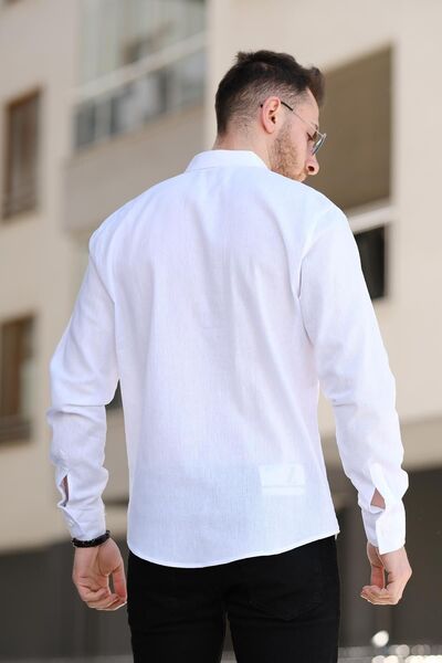 Oksit Tugan Comfort Single Pocket Crinkle Linen Men's Shirt