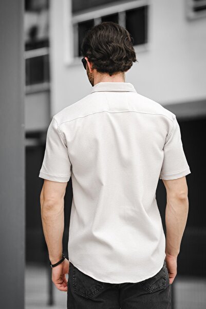 Oksit Trc 2808 Шосейна тканина Тонка лайкра з коротким рукавом Чоловічий гомлек