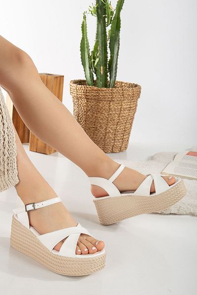 miss fırat White Women's Daily Sandals Comfortable and Stylish