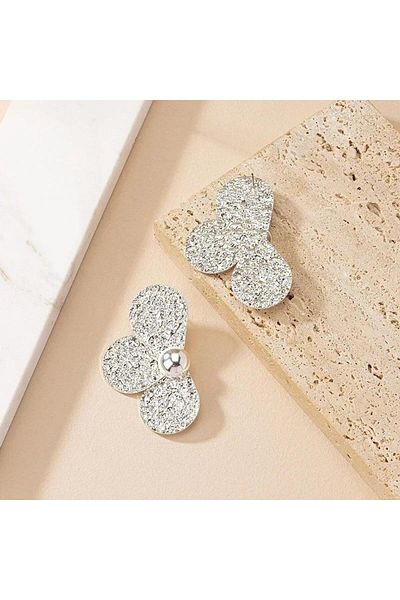 DEMOKAN Stone Detailed Three Leaf Flower Women's Earrings - Special Series