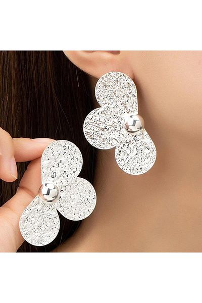 DEMOKAN Stone Detailed Three Leaf Flower Women's Earrings - Special Series