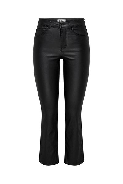 ONLY Onlkenya-nyaLIFESwetFLARECoat -FlaredLeg, Faux Leather Covered Ankle LengthFlaredTrousers