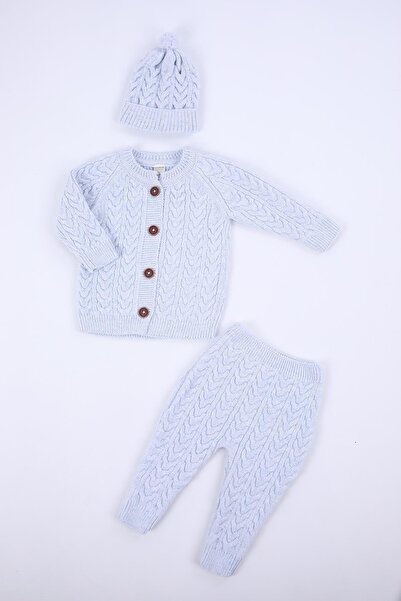 Babyhola %100 Kalın Triko Kız Erkek Bebek Çocuk Kışlık Bereli Alt Üst Yünlü 3...