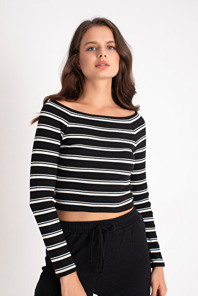 Ramior Μπλούζα με ριγέ μακρυμάνικο λαιμόκοψη