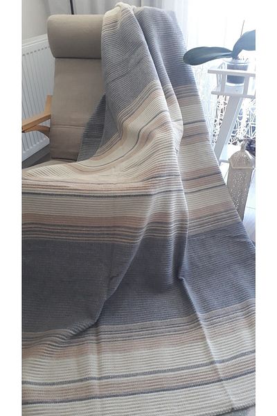 asildükkan 4 Season Blanket Double 180*220cm Balcony TV Blanket Gray Striped