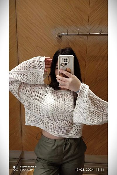 moda mh FASHION MH SUMMER NEW SEASON HOLE SPANISH SLEEVE CROP
