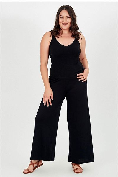 EN GİYİM Women's Black Combed Cotton Pants
