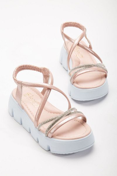 BDKButik Sandale pentru fete cu talpă înaltă și cu detalii de piatră