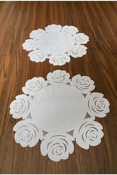 NURHAN HOME COLLECTION 2 Pieces Rose Model Nesting Table Runner