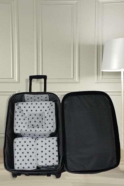 Nanteks White Polka Dot 6-piece Suitcase Organizer - Travel Storage Suitcase Organizer Set