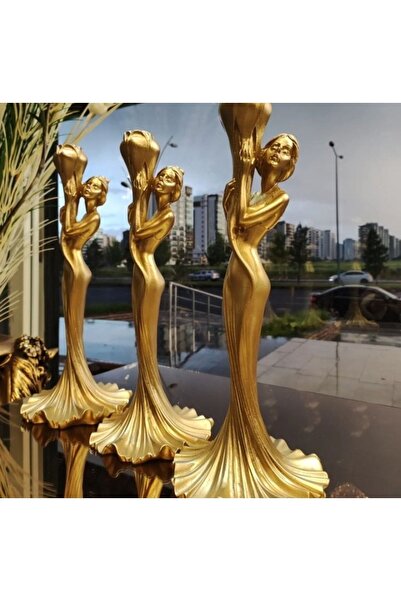 ASSE HOME Şamdancı Kız Biblo Polyester Obje 1 Adet Tek Parça