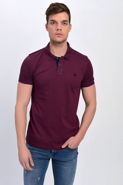 DYNAMO Men's Plum Polo Collar Lycra T-shirt
