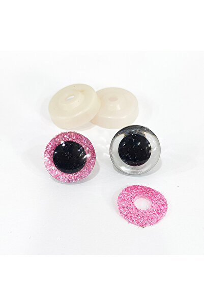 Furgy Amigurumi 14 mm șurub ochi cu sclipici colorate - roz - 10 bucăți (5 pe...