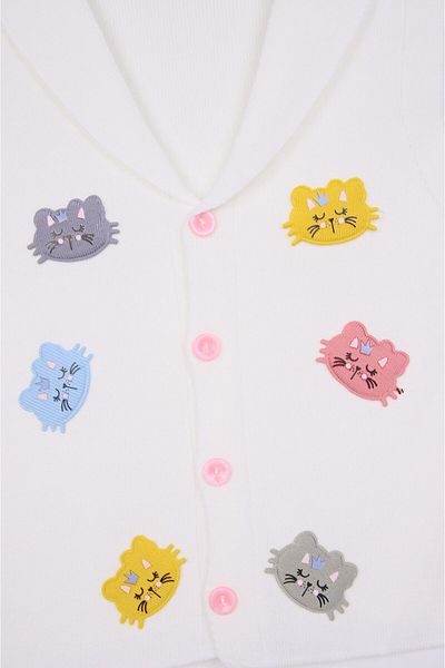 Beniizle Colorful Knitwear Vest for Girls - Cats Detailed and Buttoned