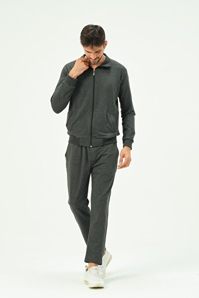 C&City Ανδρική φόρμα 8701 Anthracite με γιακά μπροστά με φερμουάρ ίσια