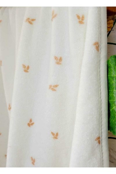 Alpar Tekstil 75x90cm Cream/leafy Piko Swaddle Blanket - Thick, Cotton, Girl-boy, Newborn-baby