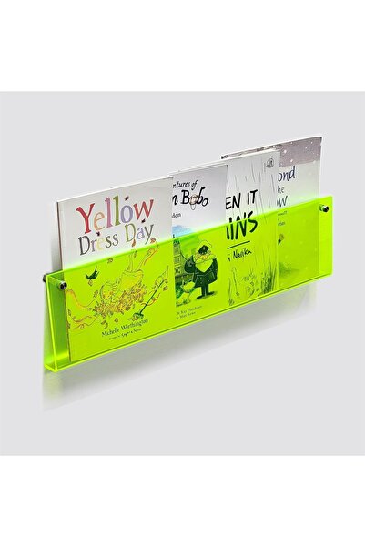Trend Pleksi Dekoratif Kitap Rafı (Neon Yeşil 70cm)