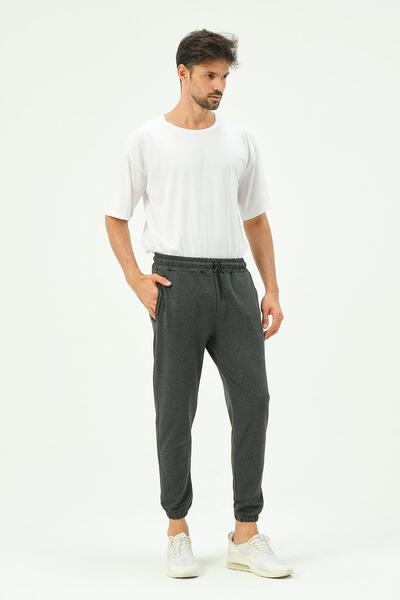 C&City Men's Elastic Leg Sweatpants with Side Pockets 781 Anthracite