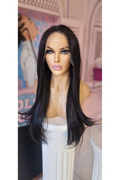 LOLLY PONY 80 cm Black Korean Fiber Synthetic Wig - Front Tulle Detail