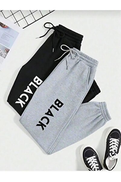 TREND ALİSSE Pantaloni de trening Paca Elastic Jogger cu imprimeu negru pentr...