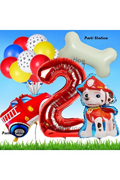 Parti Station Paw Patrol Marshall İtfaiyeci Köpek Konsept 2 Yaş Doğum Günü Pa...