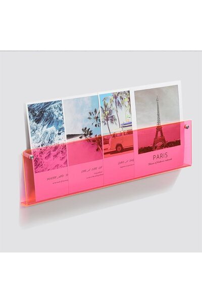 Trend Pleksi Dekoratif Kitap Rafı (Neon Pembe 70cm)