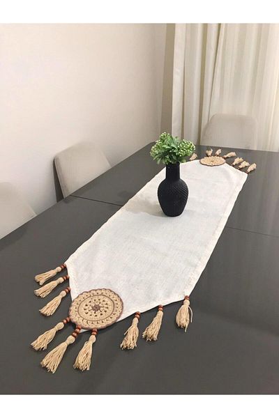 Parla Life Πλεκτό μοτίβο Φούντα Runner 40x140 εκ