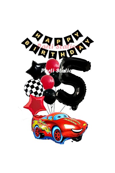 Parti Station Cars Şimşek Mcqueen Yarış Arabası Konsept 5 Yaş Balon Set Cars ...