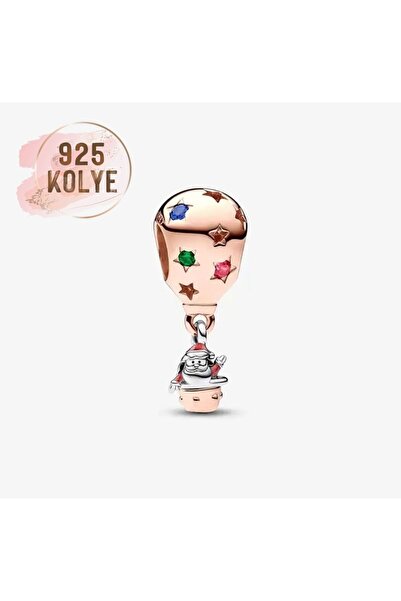 925KOLYE Balonda Noel Baba Modelli Charm 925 Ayar Gümüş