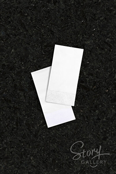 Story 24x24 سم 100 قطعة مناديل ورقية بيضاء منقوشة بحافة 1/8 قابلة للطي