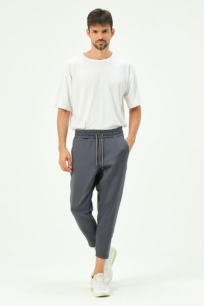 C&City Men's Zippered Legs and Back Pocket Sweatpants 854 Smoked