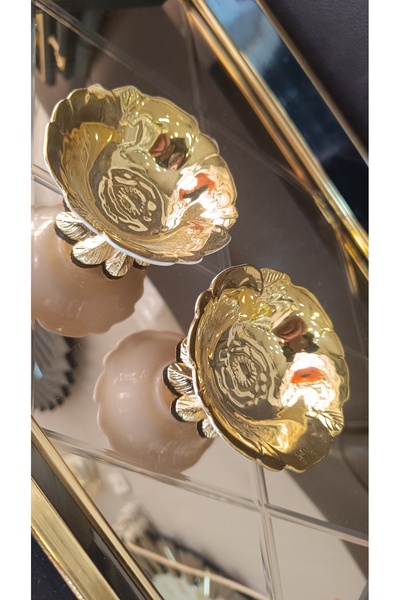 DEKOR ZÜCCACİYE HOME 2 li  porselen metal ayaklı kahve yanı sunum lokumluk