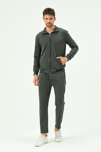 C&City Ανδρική φόρμα 8701 Anthracite με γιακά μπροστά με φερμουάρ ίσια