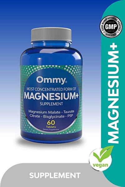 Ommy Magnesium 60 Tablet Magnezyum (MALAT GLİSİNAT TAURAT SİTRAT) Vitamin B6 ...